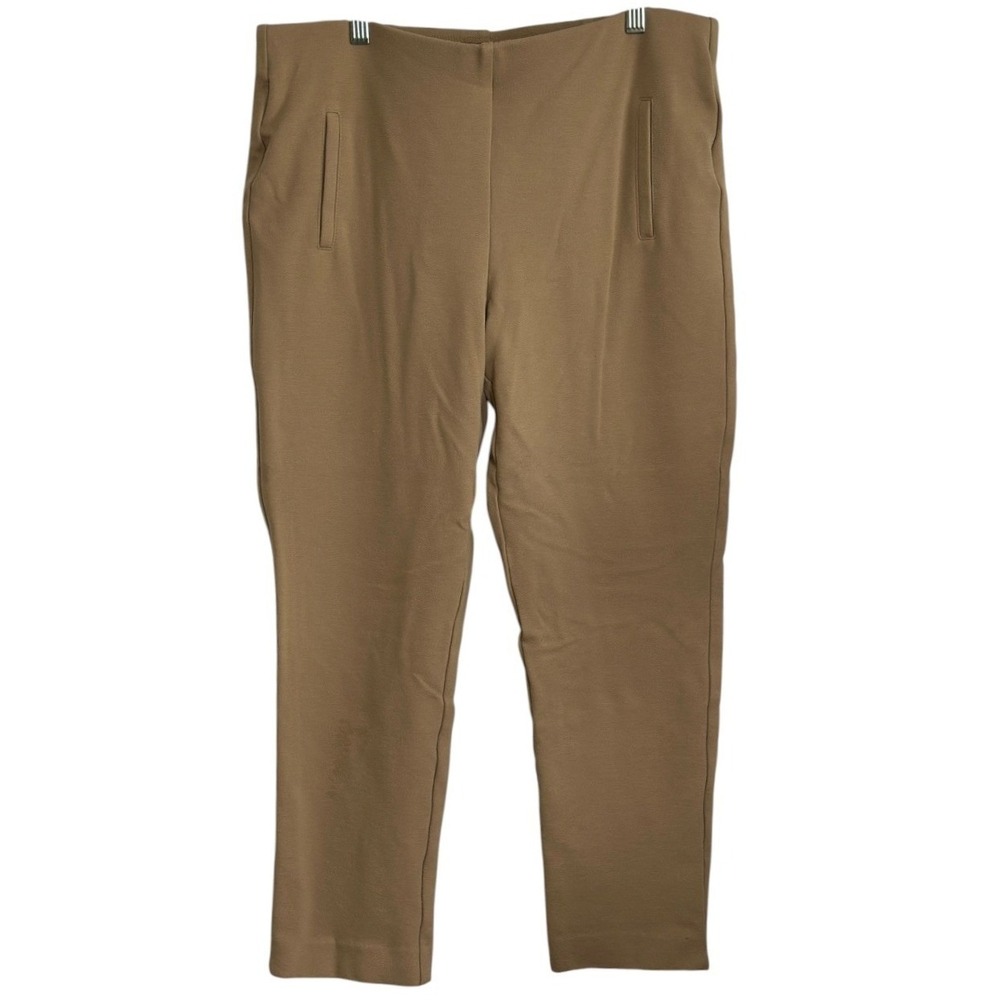 Chico's Pants Women Tan Pull On Straight Leg Ponte Knit Capsule Fall 2 US 12